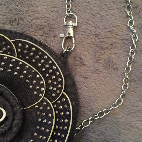 GIFTED! Black denim rosette wristlet/crossbody - Picture 4 of 4